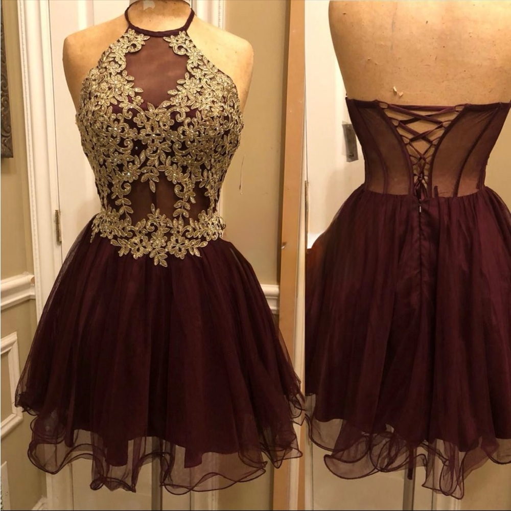 Blondie Nites Embellished Short Junior Prom Cocktail Dress Corset Back NEW